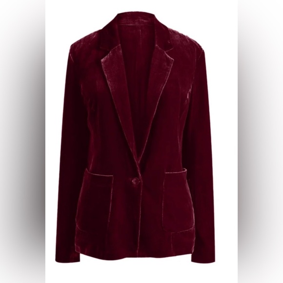 Women's Velvet Blazer in Burgundy - Picture 2 of 3